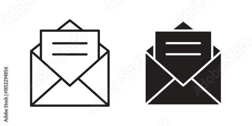 Newsletter icons for apps and print media. Editable stroke and flat icons