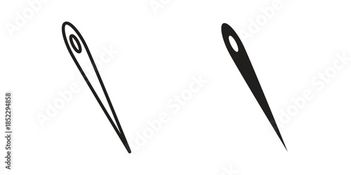 Needle icons for apps and print media. Editable stroke and flat icons