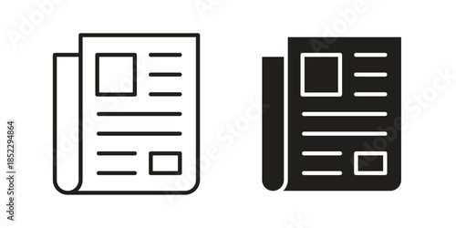 News icons for apps and print media. Editable stroke and flat icons