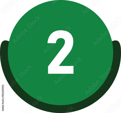 Green Circle Number 2 Icon Vector Illustration