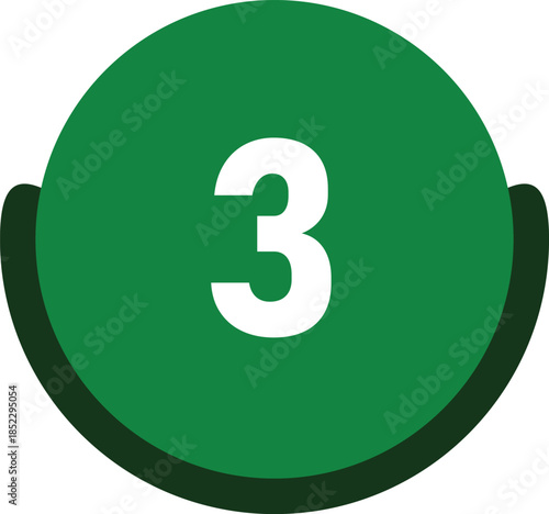 Green Circle Number 3 Icon Vector Illustration