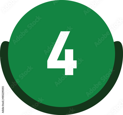 Green Circle Number 4 Icon Vector Illustration