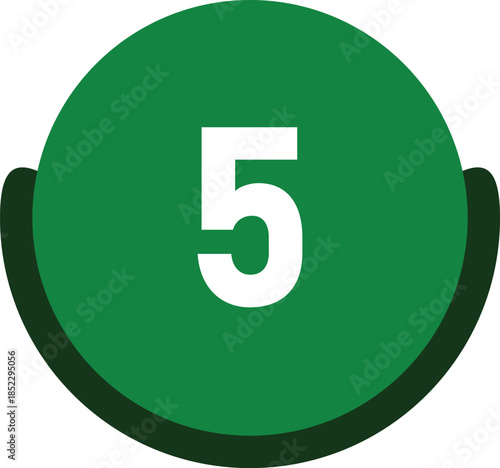 Green Circle Number 5 Icon Vector Illustration