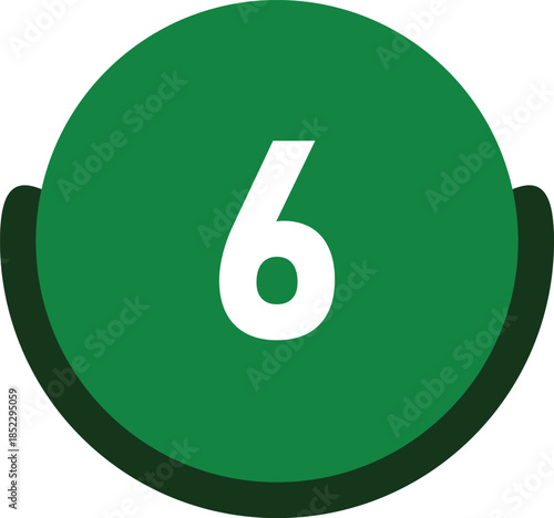 Green Circle Number 6 Icon Vector Illustration