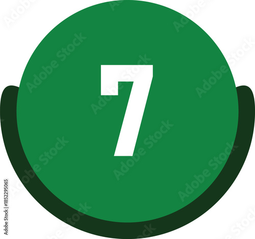 Green Circle Number 7 Icon Vector Illustration