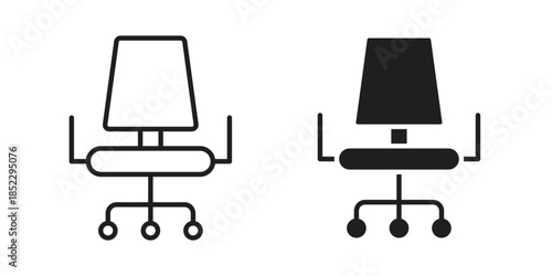 Office chair icons for apps and print media. Editable stroke and flat icons