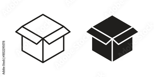 Open box icons for apps and print media. Editable stroke and flat icons