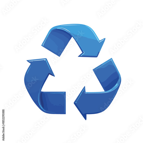 Simbolo del riciclo blu icona vettoriale con frecce che formano un anello su sfondo trasparente.