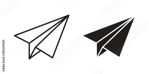 Paper plane icons for apps and print media. Editable stroke and flat icons
