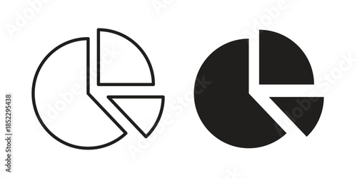 Pie chart icons for apps and print media. Editable stroke and flat icons