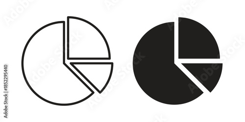 Pie chart icons for apps and print media. Editable stroke and flat icons