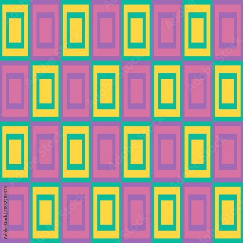 Modern seamless geometric pattern with colorful bright rectangle, minimal design 