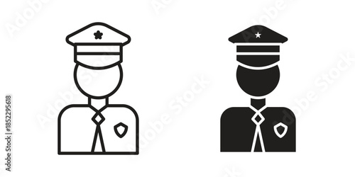 Police icons for apps and print media. Editable stroke and flat icons