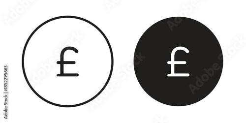 Pound icons for apps and print media. Editable stroke and flat icons