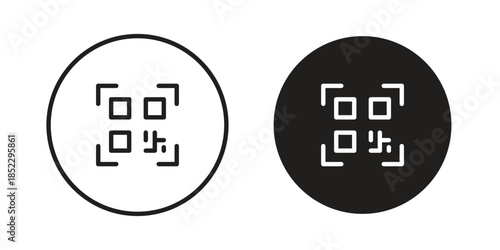 QR code icons for apps and print media. Editable stroke and flat icons