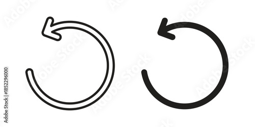 Reset icons for apps and print media. Editable stroke and flat icons