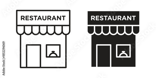 Restaurant icons for apps and print media. Editable stroke and flat icons