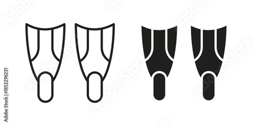 Scuba diving icons for apps and print media. Editable stroke and flat icons