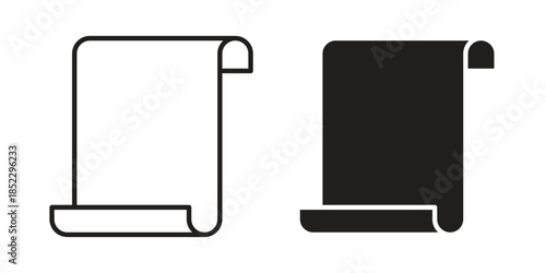 Scroll icons for apps and print media. Editable stroke and flat icons