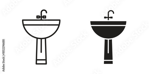 Sink icons for apps and print media. Editable stroke and flat icons