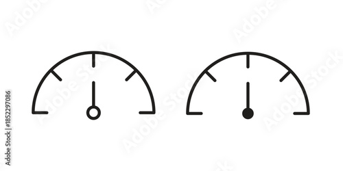 Speedometer icons for apps and print media. Editable stroke and flat icons