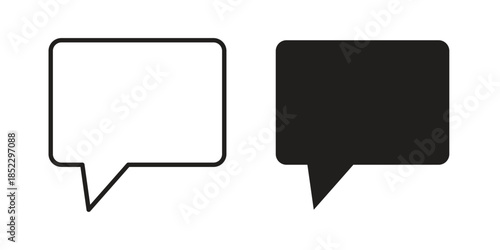 Speech bubble icons for apps and print media. Editable stroke and flat icons