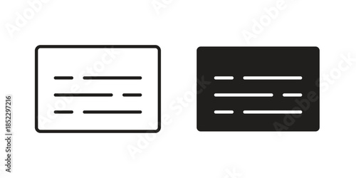 Subtitles icons for apps and print media. Editable stroke and flat icons