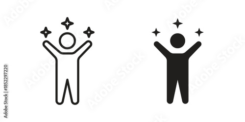 Success icons for apps and print media. Editable stroke and flat icons