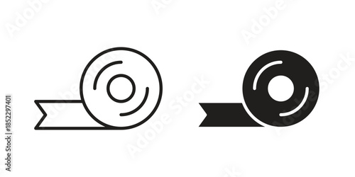 Tape icons for apps and print media. Editable stroke and flat icons