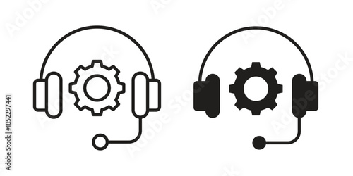 Technical support icons for apps and print media. Editable stroke and flat icons