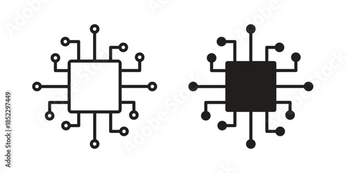 Technology icons for apps and print media. Editable stroke and flat icons