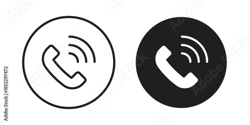 Telephone icons for apps and print media. Editable stroke and flat icons