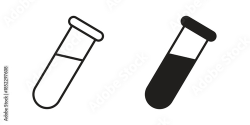 Test tube icons for apps and print media. Editable stroke and flat icons