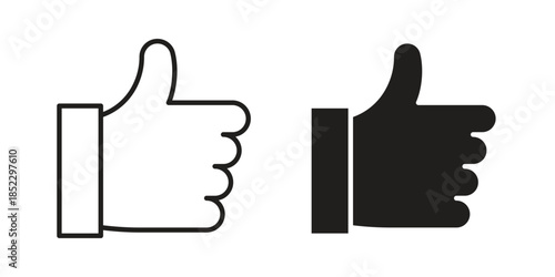 Thumb icons for apps and print media. Editable stroke and flat icons