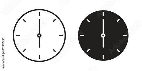 Time icons for apps and print media. Editable stroke and flat icons