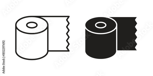 Toilet Paper icons for apps and print media. Editable stroke and flat icons