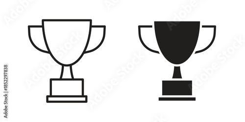 Trophy icons for apps and print media. Editable stroke and flat icons