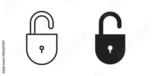 Unlock icons for apps and print media. Editable stroke and flat icons