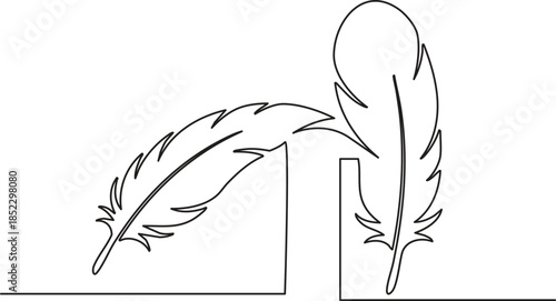 Contemporary bird feather line art with continuous stroke minimalist aesthetic