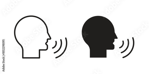 Voice icons for apps and print media. Editable stroke and flat icons