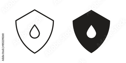 Waterproof icons for apps and print media. Editable stroke and flat icons