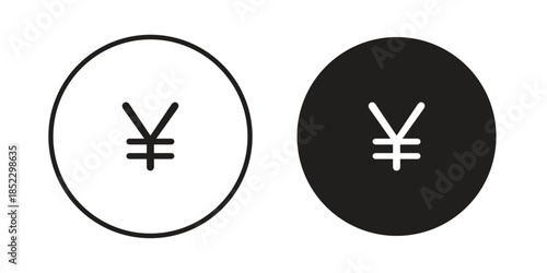 Yen icons for apps and print media. Editable stroke and flat icons