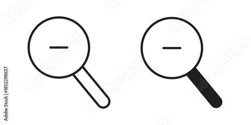 Zoom out icons for apps and print media. Editable stroke and flat icons