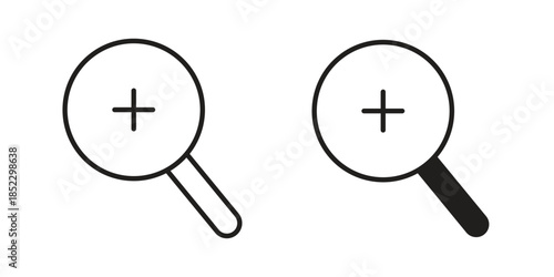 Zoom in icons for apps and print media. Editable stroke and flat icons