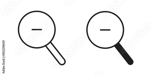 Zoom out icons for apps and print media. Editable stroke and flat icons