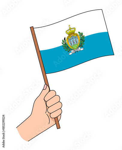 南ヨーロッパのサンマリノの国旗を持っているイラスト