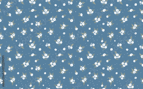 Seamless floral pattern based on traditional folk art ornaments. Colorful flowers on color background. Scandinavian style. Sweden nordic style. Vector illustration. Simple minimalistic pattern.