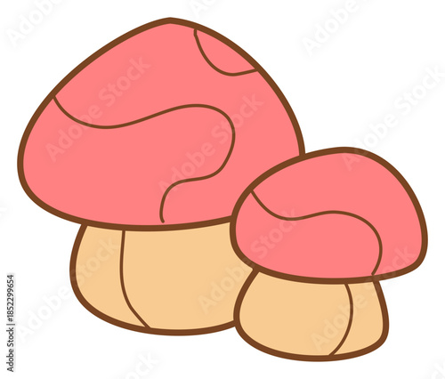 sticker illustration of mushroom can recolorable