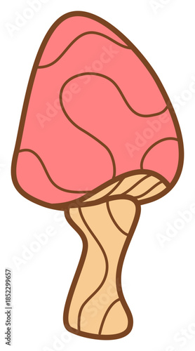 sticker illustration of mushroom can recolorable