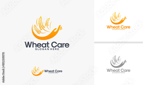 Wheat Care Logo Design with Golden Wheat Stalks.
